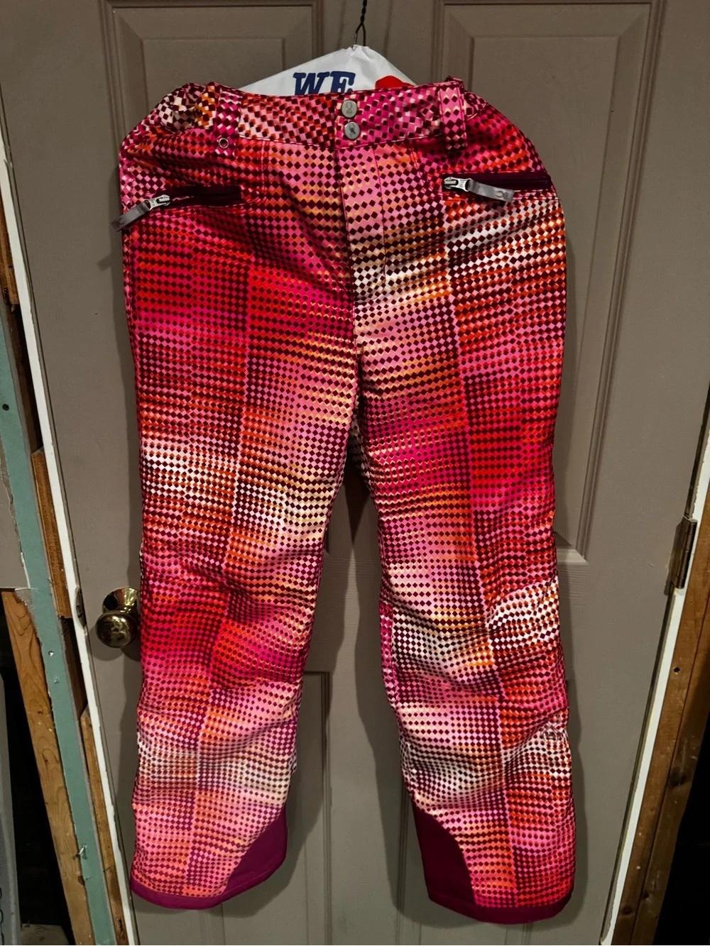 Spyder Pink and Orange Geometric Ski Pants size 18 girls like new